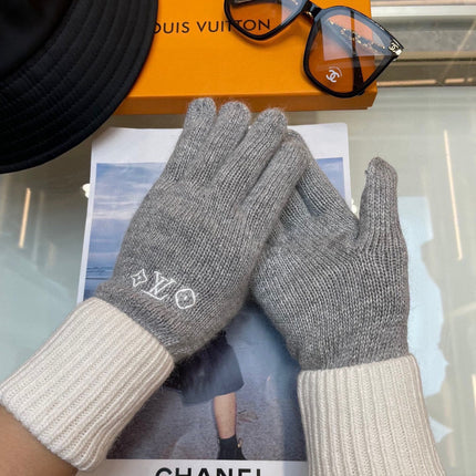 GLOVES IN DOVE GRAY MIX WHITE WOOL 458573