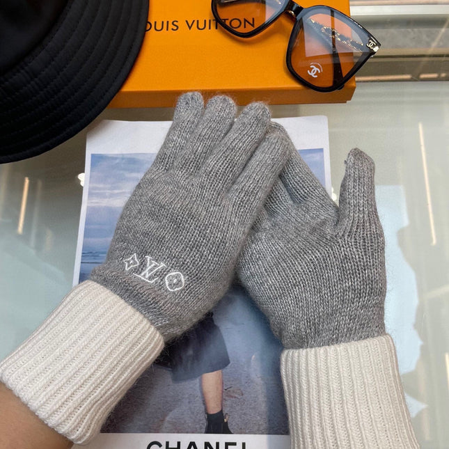 GLOVES IN DOVE GRAY MIX WHITE WOOL 458573
