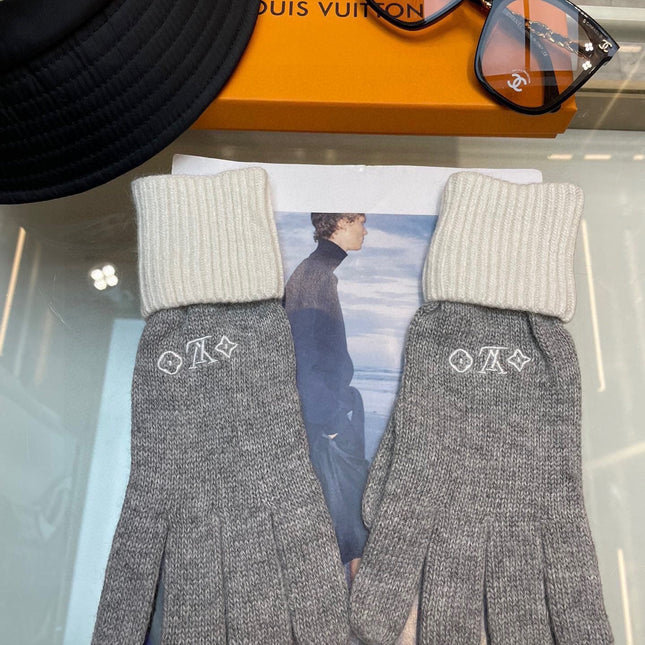 GLOVES IN DOVE GRAY MIX WHITE WOOL 458573
