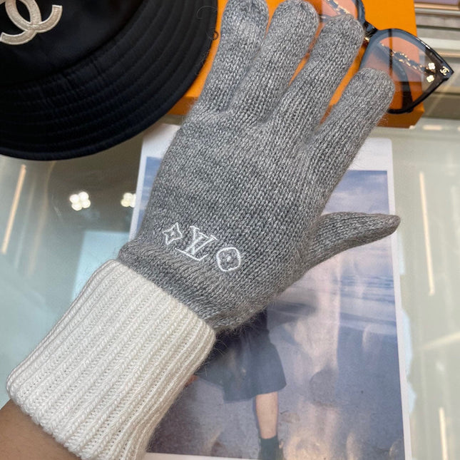 GLOVES IN DOVE GRAY MIX WHITE WOOL 458573