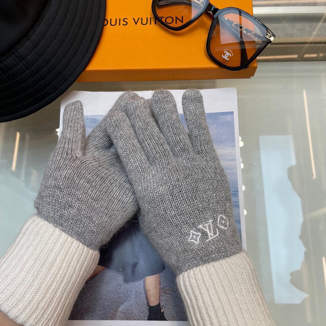 GLOVES IN DOVE GRAY MIX WHITE WOOL 458573