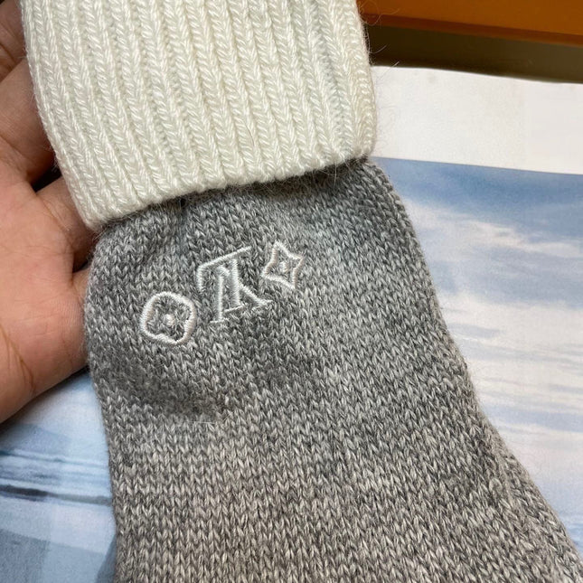 GLOVES IN DOVE GRAY MIX WHITE WOOL 458573