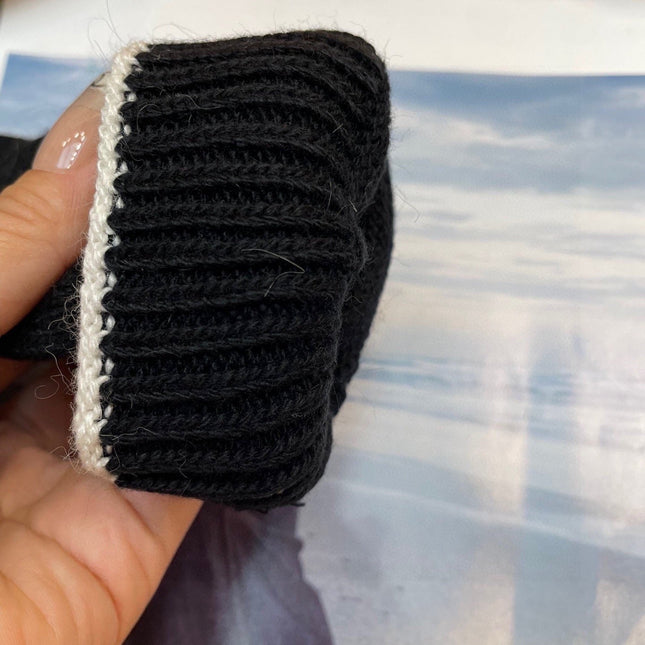 GLOVES IN BLACK MIX WHITE WOOL 458574