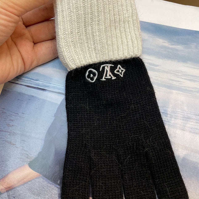 GLOVES IN BLACK MIX WHITE WOOL 458574
