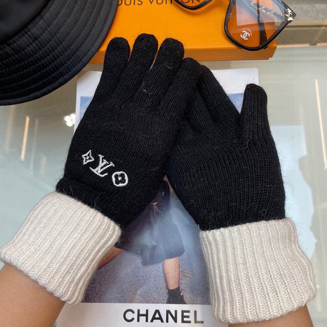 GLOVES IN BLACK MIX WHITE WOOL 458574