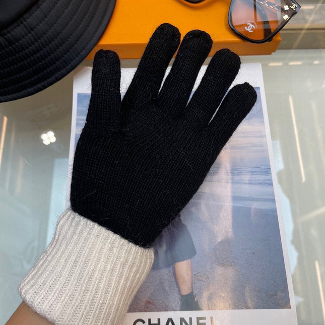 GLOVES IN BLACK MIX WHITE WOOL 458574