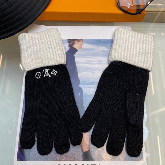 GLOVES IN BLACK MIX WHITE WOOL 458574
