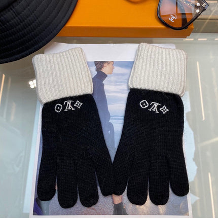 GLOVES IN BLACK MIX WHITE WOOL 458574