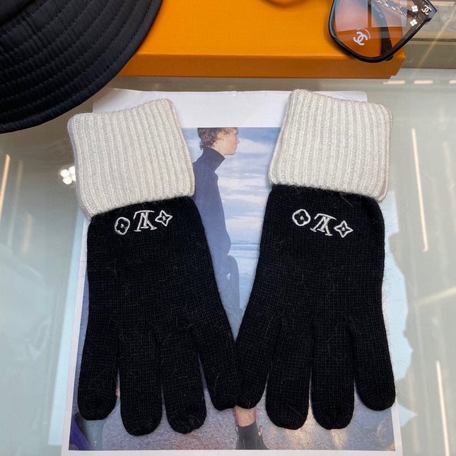 GLOVES IN BLACK MIX WHITE WOOL 458574