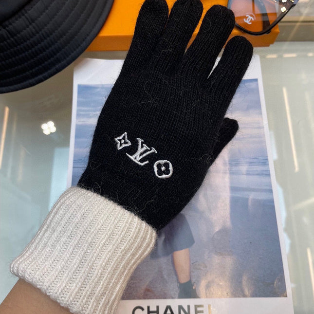 GLOVES IN BLACK MIX WHITE WOOL 458574