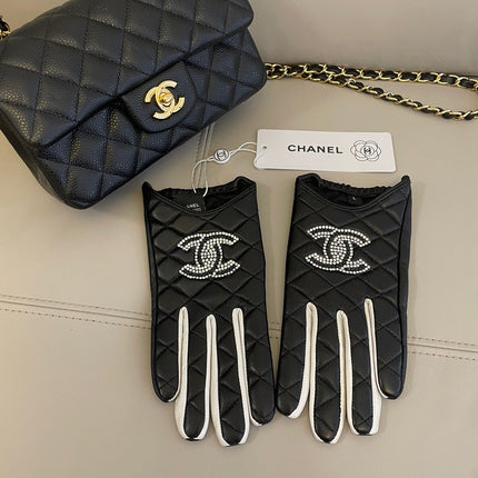 CC GLOVES IN BLACK MIX WHITE SHEEPSKIN 463850