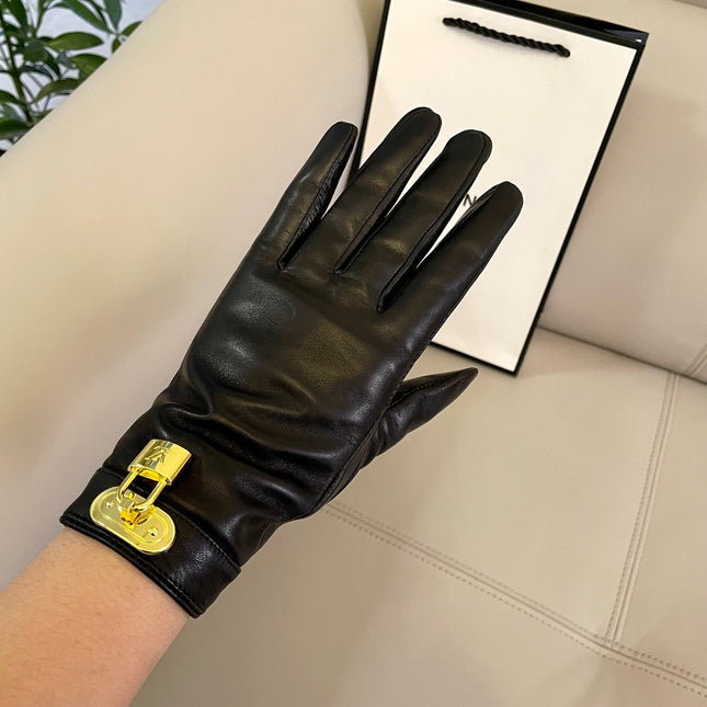 GLOVES IN BLACK LAMBSKIN WITH GOLD HARDWARE 465064