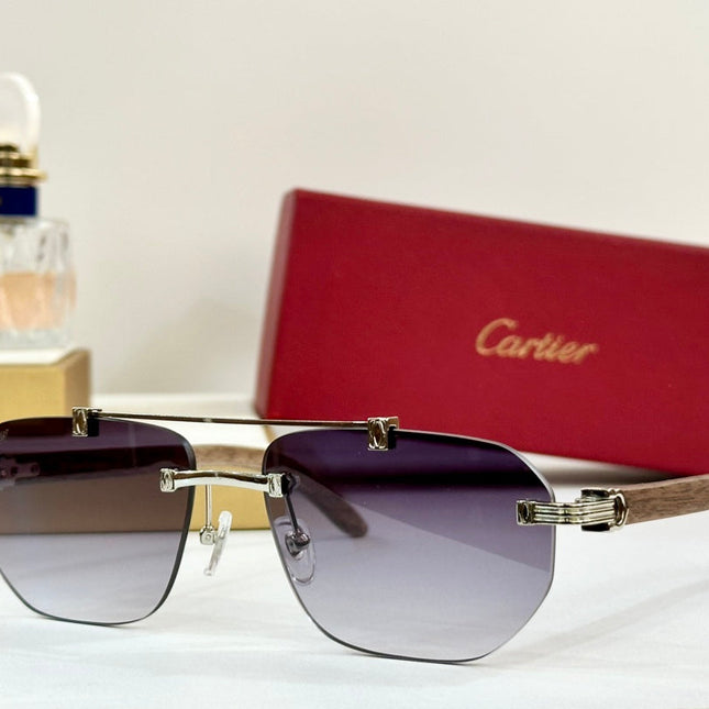 PREMIÈRE GEOMETRIC FRAME SUNGLASSES CT0621S IN METAL AND WOODEN