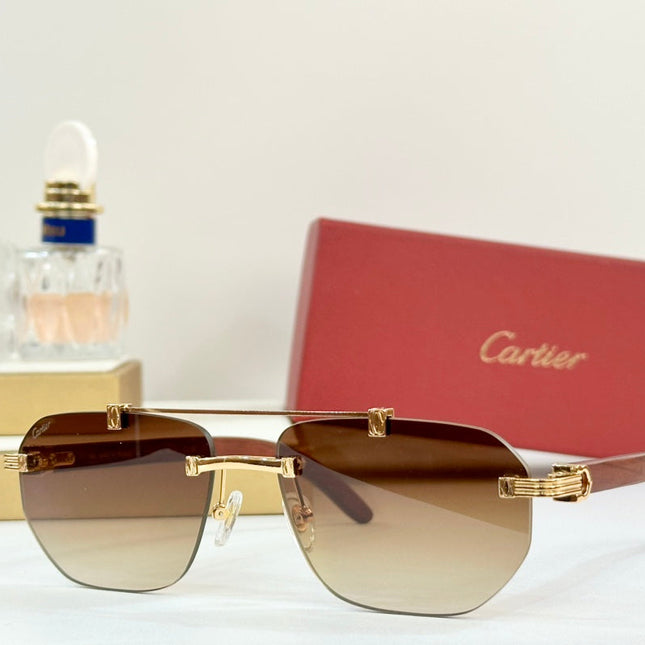PREMIÈRE GEOMETRIC FRAME SUNGLASSES CT0621S IN METAL AND WOODEN