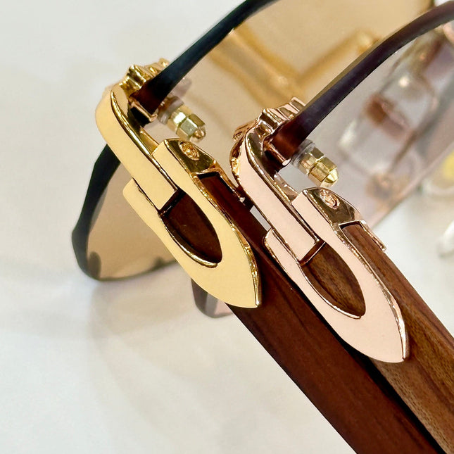 C DE RIMLESS GEOMETRIC FRAME SUNGLASSES 547386 IN METAL AND WOODEN