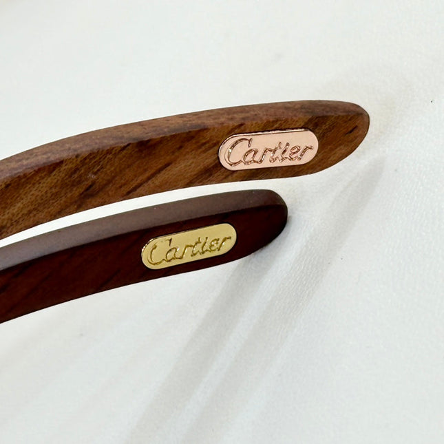 C DE RIMLESS GEOMETRIC FRAME SUNGLASSES 547386 IN METAL AND WOODEN