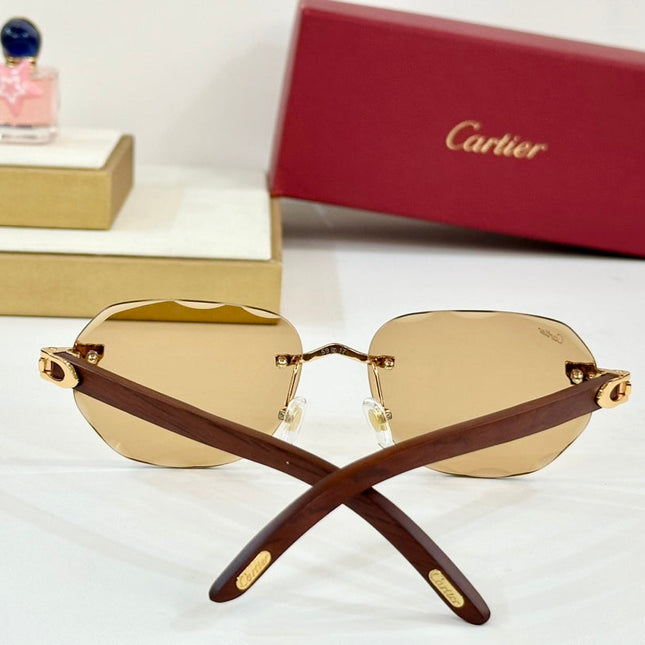 C DE RIMLESS GEOMETRIC FRAME SUNGLASSES 547386 IN METAL AND WOODEN
