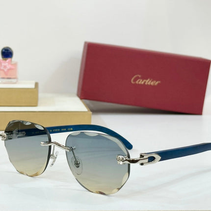 C DE RIMLESS GEOMETRIC FRAME SUNGLASSES 547386 IN METAL AND WOODEN