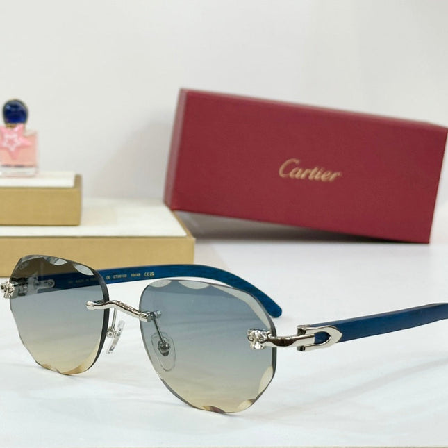 C DE RIMLESS GEOMETRIC FRAME SUNGLASSES 547386 IN METAL AND WOODEN