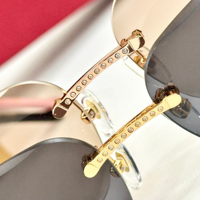 PANTHÈRE RIMLESS RECTANGULAR FRAME SUNGLASSES CT0687S IN METAL