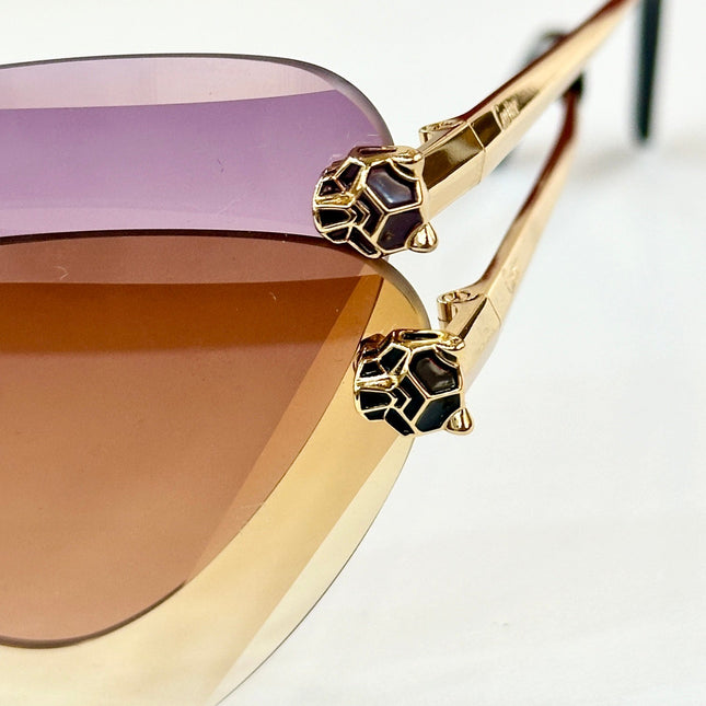 PANTHÈRE RIMLESS TRIANGLE FRAME SUNGLASSES  570457 IN METAL
