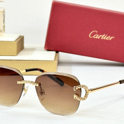 CRYSTAL STUDDED RIMLESS SQUARE FRAME SUNGLASSES CT0604S IN METAL