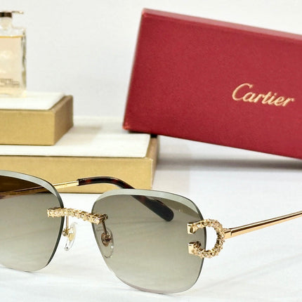 CRYSTAL STUDDED RIMLESS SQUARE FRAME SUNGLASSES CT0604S IN METAL