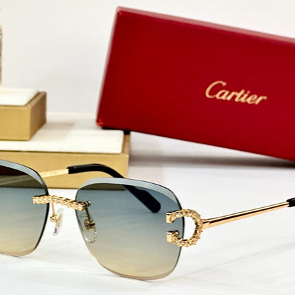 CRYSTAL STUDDED RIMLESS SQUARE FRAME SUNGLASSES CT0604S IN METAL