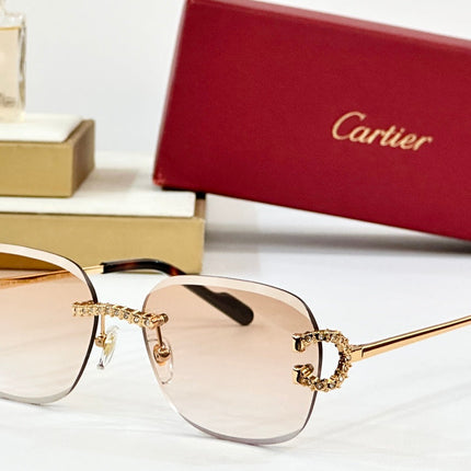 CRYSTAL STUDDED RIMLESS SQUARE FRAME SUNGLASSES CT0604S IN METAL