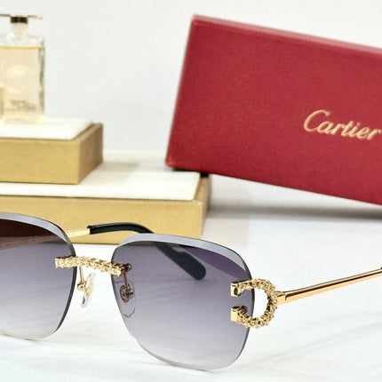 CRYSTAL STUDDED RIMLESS SQUARE FRAME SUNGLASSES CT0604S IN METAL