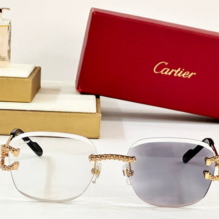 CRYSTAL STUDDED RIMLESS SQUARE FRAME SUNGLASSES CT0603S IN METAL PHOTOCHROMIC LENSES