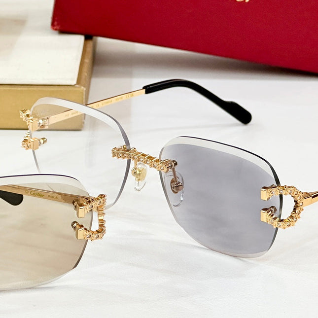 CRYSTAL STUDDED RIMLESS SQUARE FRAME SUNGLASSES CT0603S IN METAL PHOTOCHROMIC LENSES