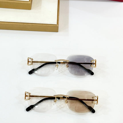CRYSTAL STUDDED RIMLESS SQUARE FRAME SUNGLASSES CT0603S IN METAL PHOTOCHROMIC LENSES