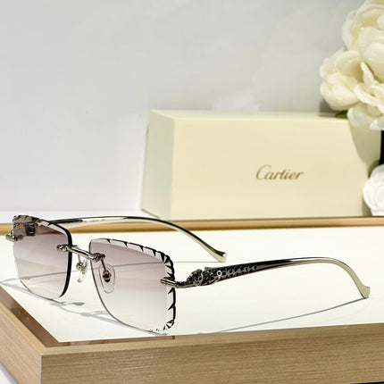 PANTHÈRE RIMLESS SQUARE FRAME SUNGLASSES 580908 IN METAL