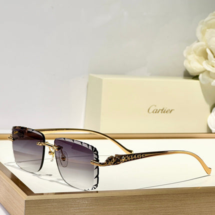 PANTHÈRE RIMLESS SQUARE FRAME SUNGLASSES 580908 IN METAL