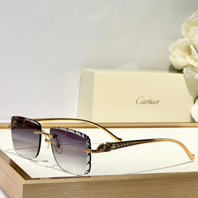 PANTHÈRE RIMLESS SQUARE FRAME SUNGLASSES 580908 IN METAL