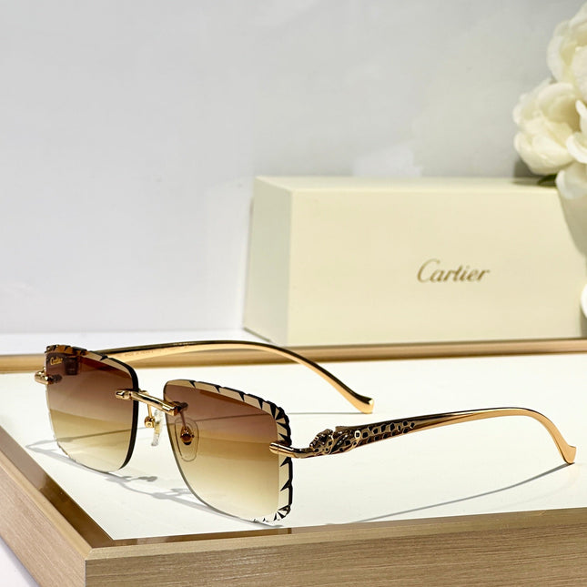 PANTHÈRE RIMLESS SQUARE FRAME SUNGLASSES 580908 IN METAL