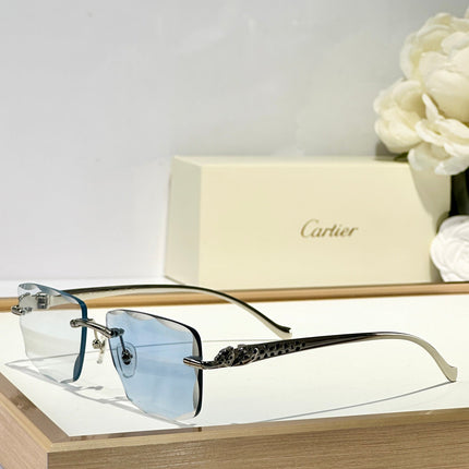PANTHÈRE PHOTOCHROMIC LENSES RIMLESS SQUARE FRAME SUNGLASSES 580911 IN METAL