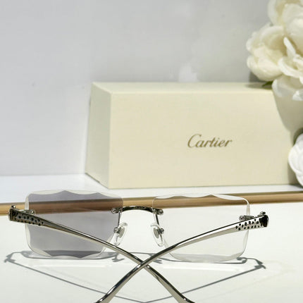 PANTHÈRE PHOTOCHROMIC LENSES RIMLESS SQUARE FRAME SUNGLASSES 580911 IN METAL