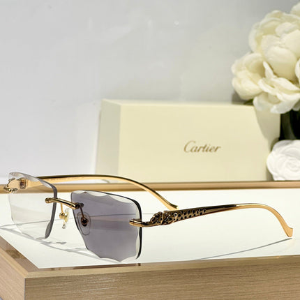 PANTHÈRE PHOTOCHROMIC LENSES RIMLESS SQUARE FRAME SUNGLASSES 580911 IN METAL