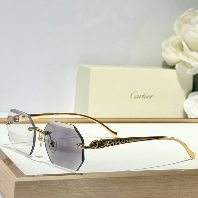 PANTHÈRE RIMLESS GEOMETRIC FRAME SUNGLASSES 580912 IN METAL