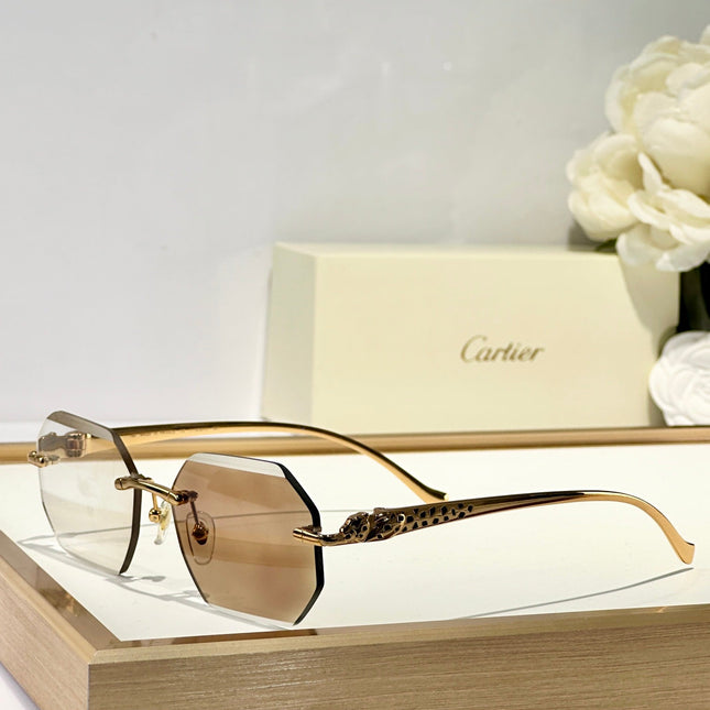 PANTHÈRE RIMLESS GEOMETRIC FRAME SUNGLASSES 580912 IN METAL