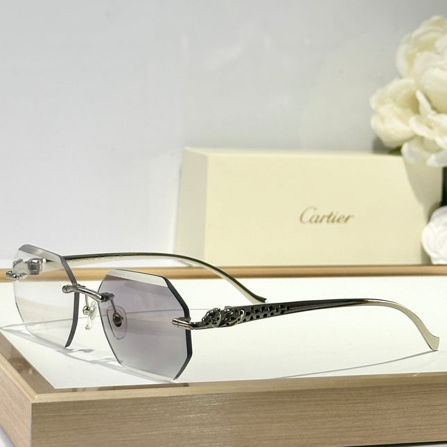 PANTHÈRE RIMLESS GEOMETRIC FRAME SUNGLASSES 580912 IN METAL