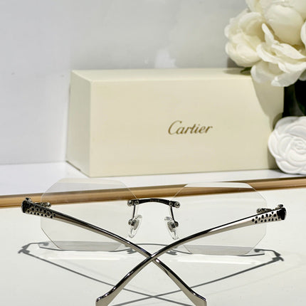 PANTHÈRE RIMLESS GEOMETRIC FRAME SUNGLASSES 580912 IN METAL