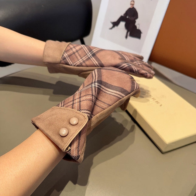 LINED GLOVES IN ROSY BROWN WOOL 195732