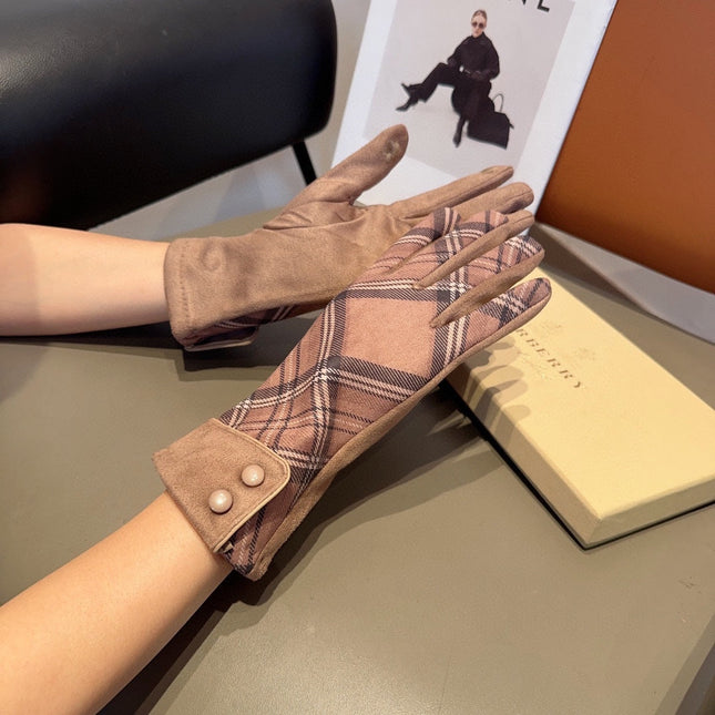 LINED GLOVES IN ROSY BROWN WOOL 195732