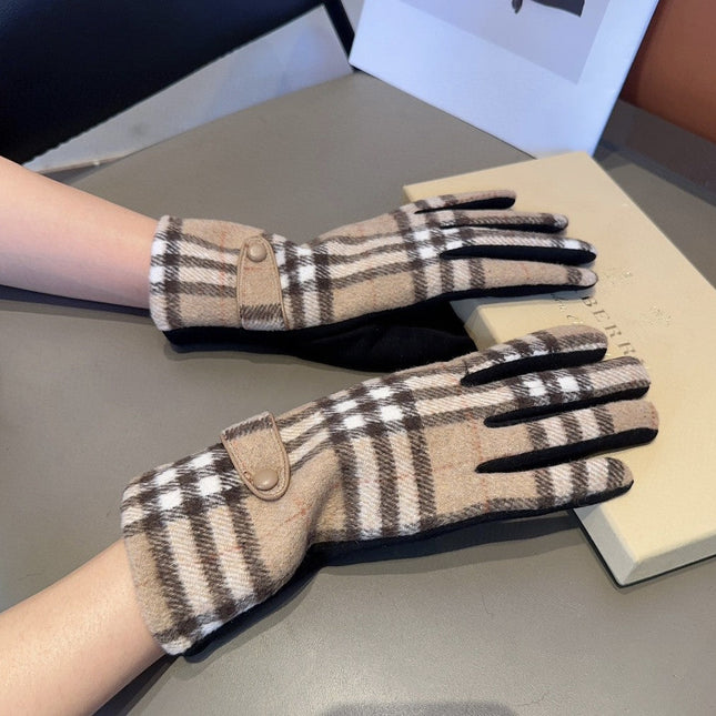 LINED GLOVES IN CAMEL BEIGE AND BLACK WOOL 453711