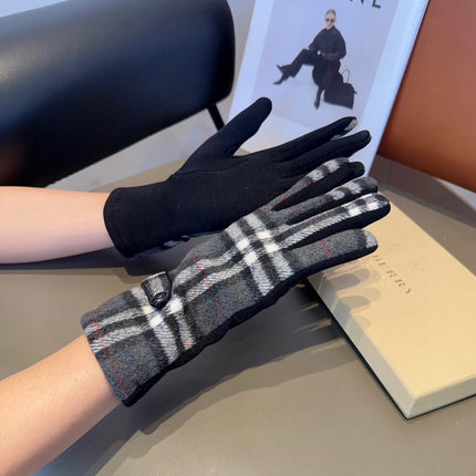 LINED GLOVES IN DARK GRAY AND BLACK WOOL 453710