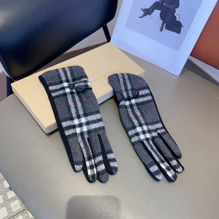 LINED GLOVES IN DARK GRAY AND BLACK WOOL 453710
