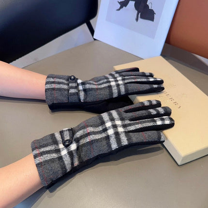 LINED GLOVES IN DARK GRAY AND BLACK WOOL 453710